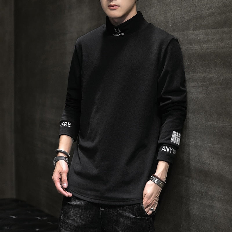 black / Asia Size M turtleneck long-sleeve sweatshirt-anywhere 14:173#black;5:361386#Asia Size M