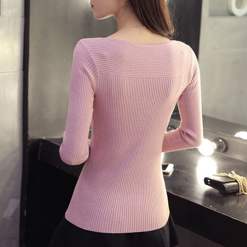 Women's long sleeve pullover sweaters slim