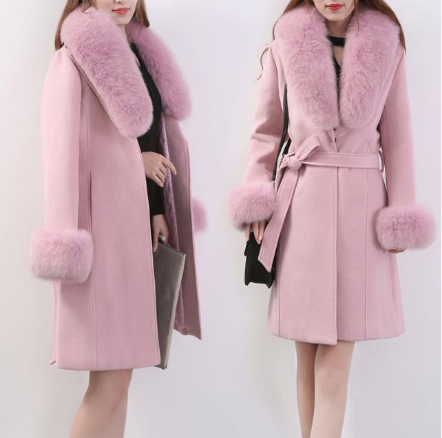 Forever slim wool coat with fur collar