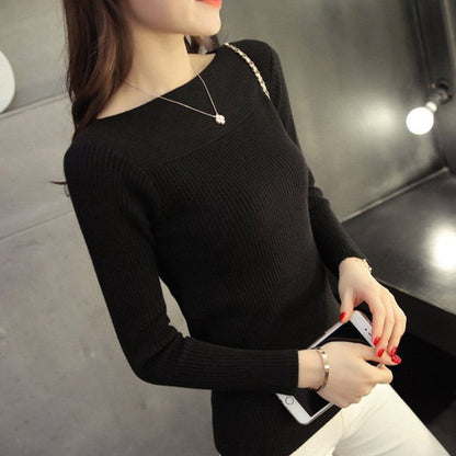 Black / One Size Women's long sleeve pullover sweaters slim 14:193;5:200003528;200007763:201336100