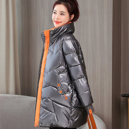 Girl puffect padded jacket in orange inside