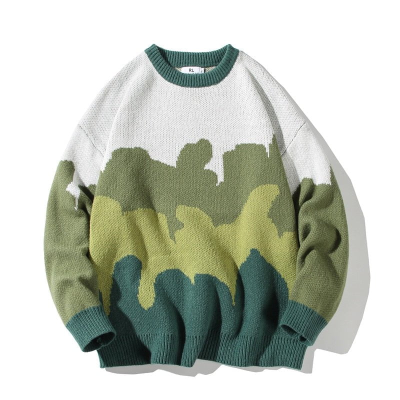 Green / S The clouds vintage knitted sweater 14:175#Green;5:100014064
