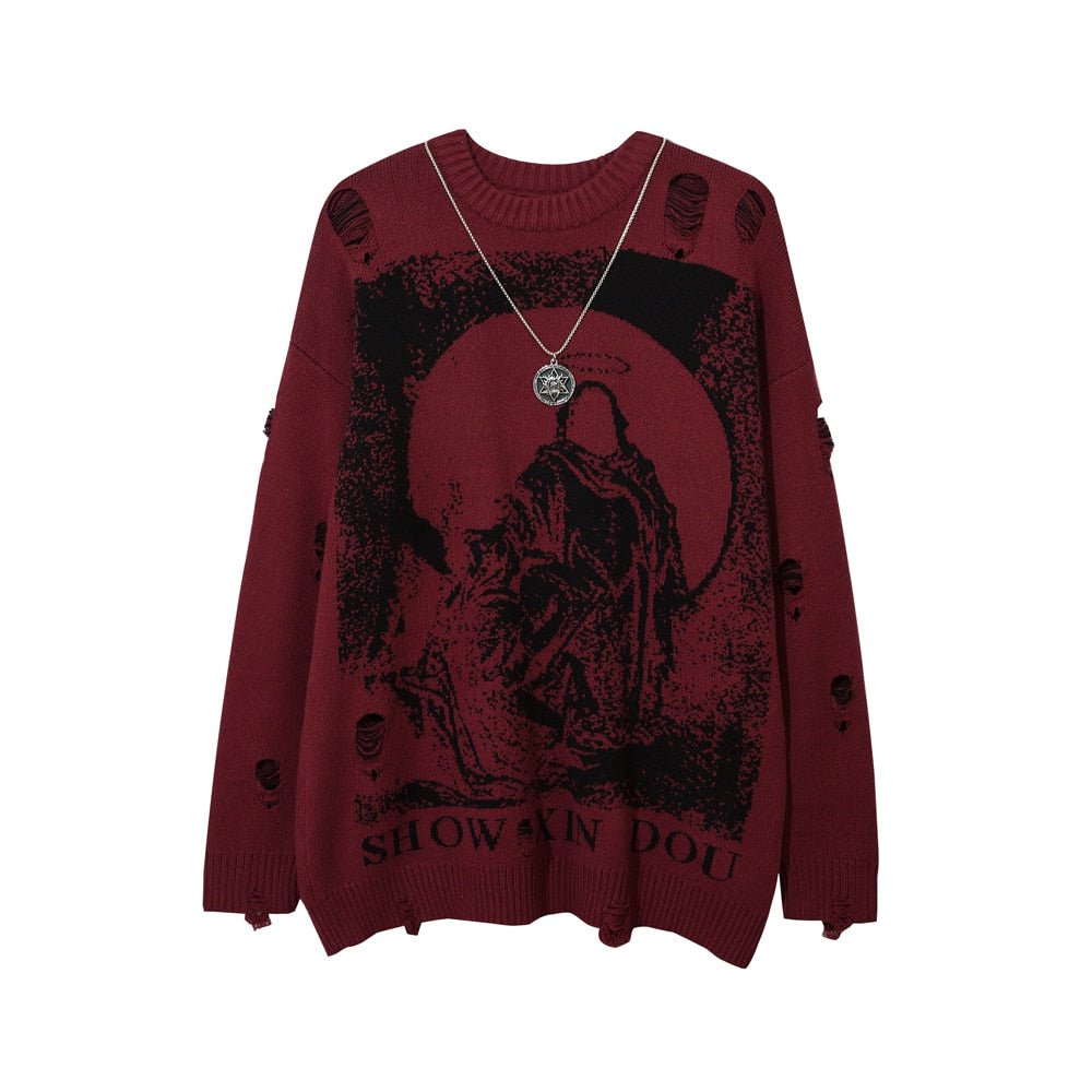 Red / M Knitted oversized sweaters necklace 14:10;5:361386