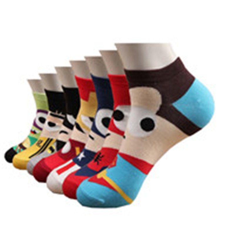 men socks EU39-44 men's colored ankle socks cotton anime lot/7pair 14:200003699#men socks EU39-44