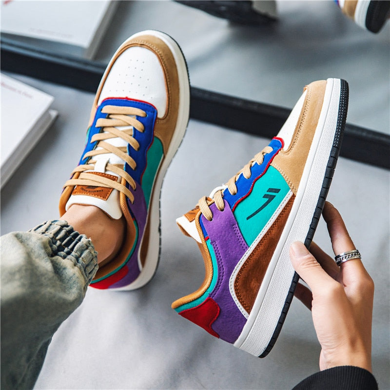 The colorful skateboard shoes