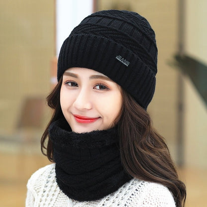Black / 54cm-62cm winter knit hat with fur lined 14:193#Black;5:200003528#54cm-62cm