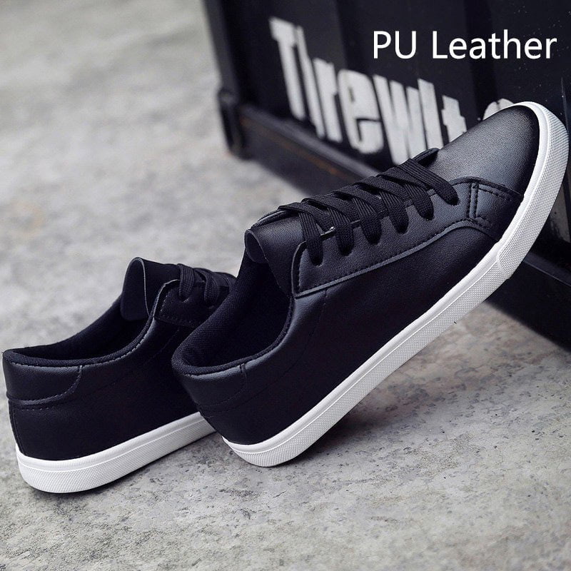Black pu / 4.5 Women's white leather shoes 14:193#Black pu;200000124:200000285