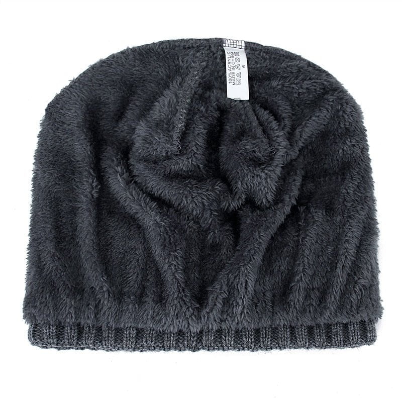 winter knit hat with fur lined warm
