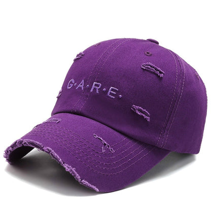 The care distressed baseball cap