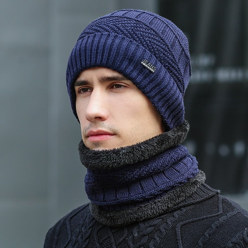 Navy Blue / 54cm-62cm winter knit hat with fur lined 14:175#Navy Blue;5:200003528#54cm-62cm
