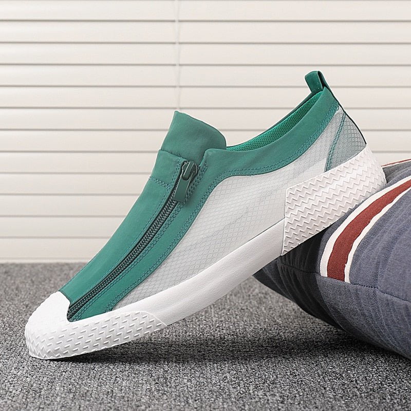 green / 6.5 Men's Canvas Shoes with zipper. 14:175#green;200000124:200000287