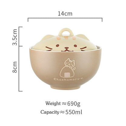 Bowl B 550ml cute ceramic cat bowls noodle 14:175#Bowl B 550ml