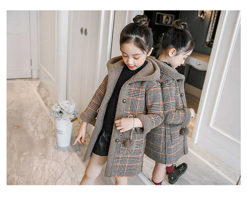 smart Girl/Kids wool mix coat with hood