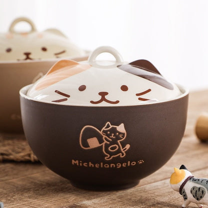 cute ceramic cat bowls noodle