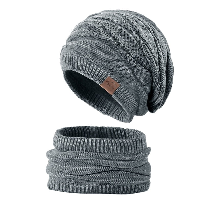 6489 Grey / One Size winter beanie and scarf set /fur 14:10#6489 Grey;5:361386#One Size