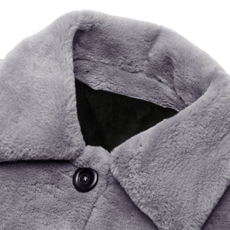 Vila oversized faux fur coat buttons
