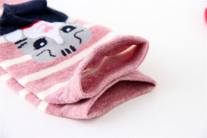 women's cotton socks colorful cat stripped 5Pairs/set