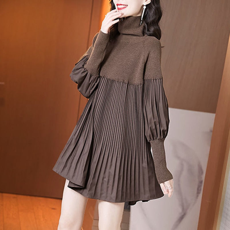 Pleated knitted vintage dress