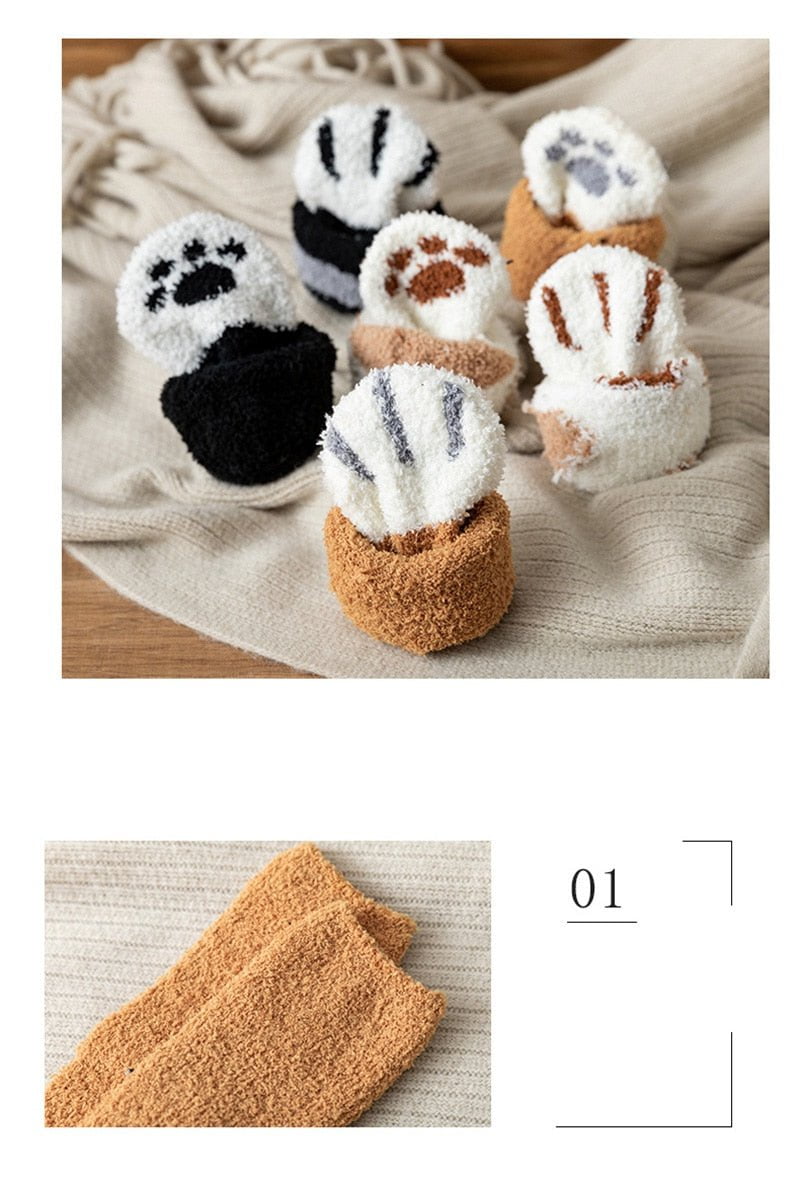 Winter socks with cat paws