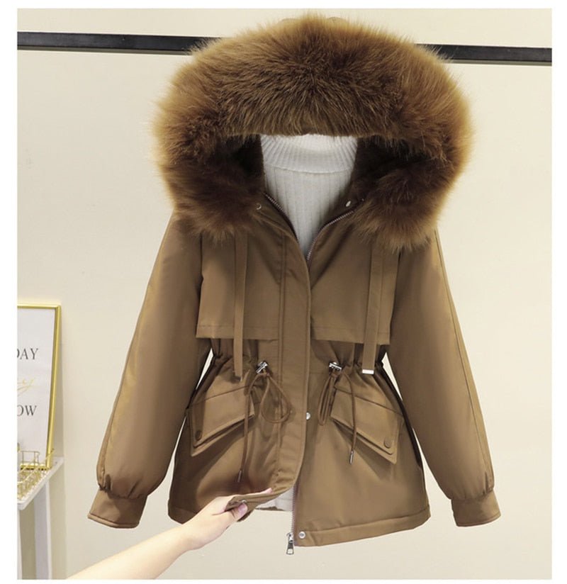 Winter jacket with big fur hood