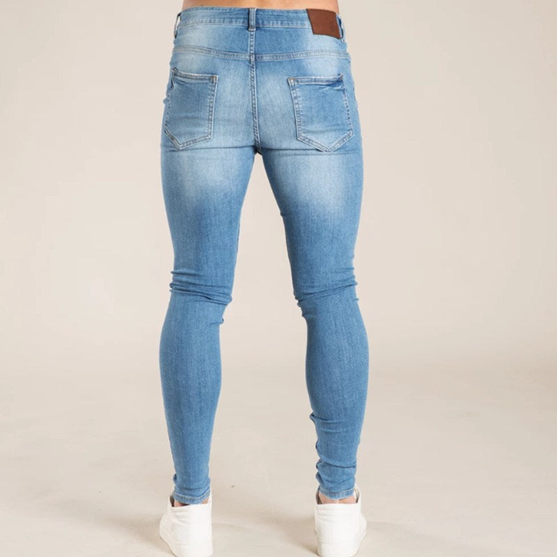 Faded blue skinny stretch jeans