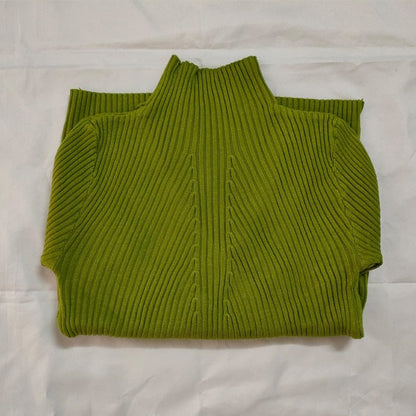 Fruit Green / One Size Turtleneck Sweater Ladies Knitted Sweater 14:203192889#Fruit Green;5:200003528