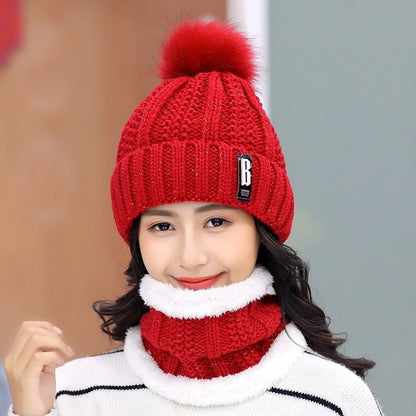 set red ladies winter beanie and scarf set 14:10#set red