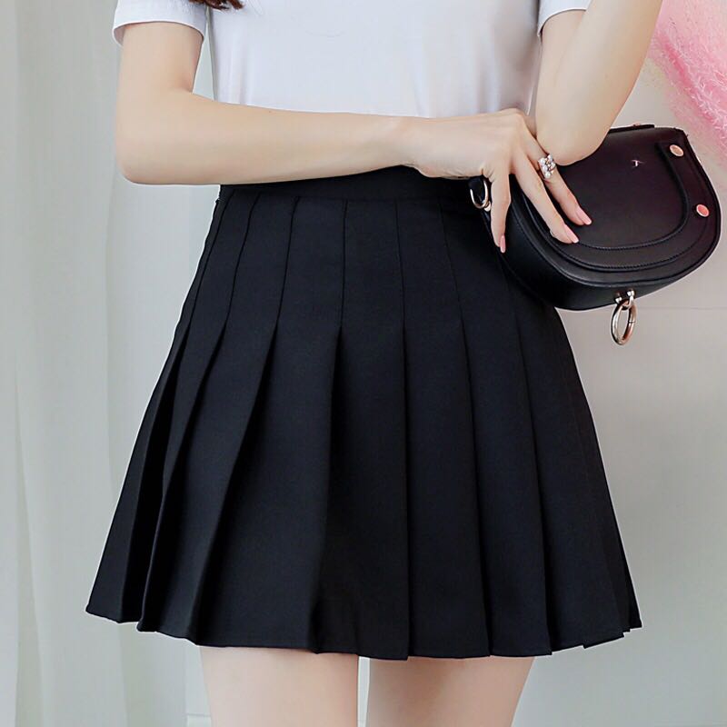 Black / XS high waisted plaid pleated mini skirt girl 14:193;5:100014066