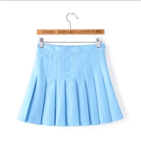 Sky Blue / XS high waisted plaid pleated mini skirt girl 14:1254;5:100014066