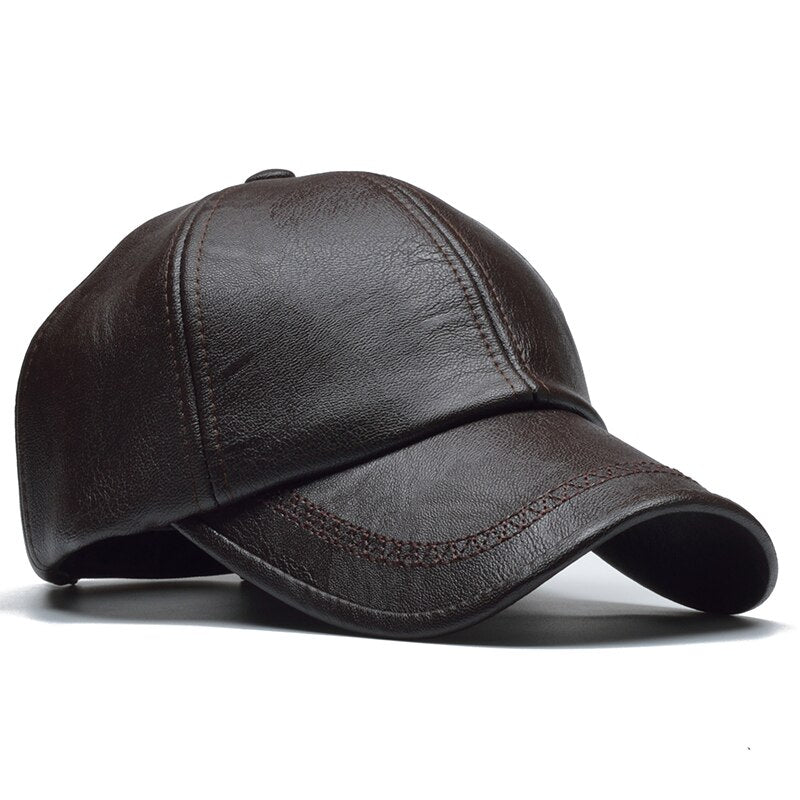 'NW' leather baseball cap
