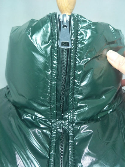 Petite cropped high shine puffer jacket