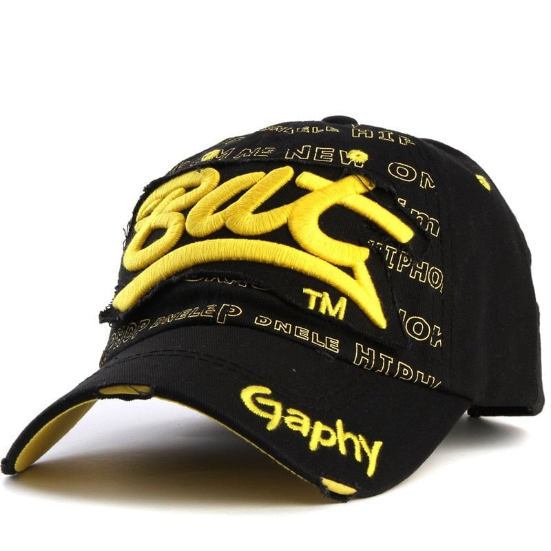black yellow / adjustable Bat gaphy Snapback Baseball Cap 14:200004891#black yellow;5:361386#adjustable