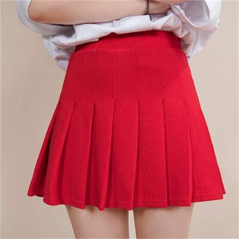 Elastic Waist Red / XS high waisted plaid pleated mini skirt girl 14:200211869#Elastic Waist Red;5:100014066