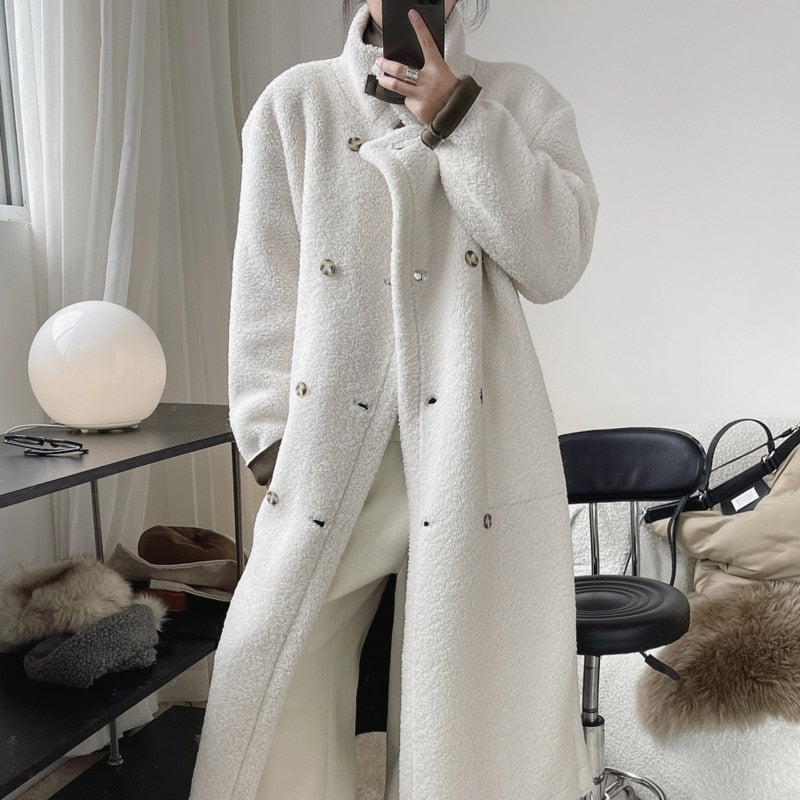 Reclaimed faux lambswool coat