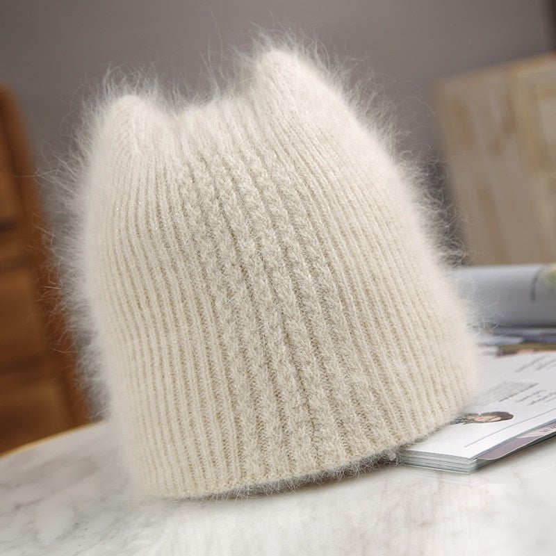 Beige / size54-60cm knit winter hats for ladies fur beanie 14:771#Beige;5:361385#size54-60cm