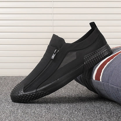 black / 6.5 Men's Canvas Shoes with zipper. 14:193#black;200000124:200000287