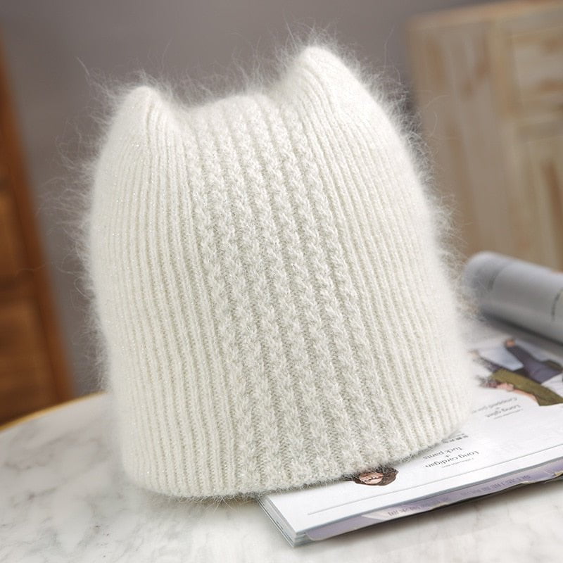 White / size54-60cm knit winter hats for ladies fur beanie 14:29#White;5:361385#size54-60cm