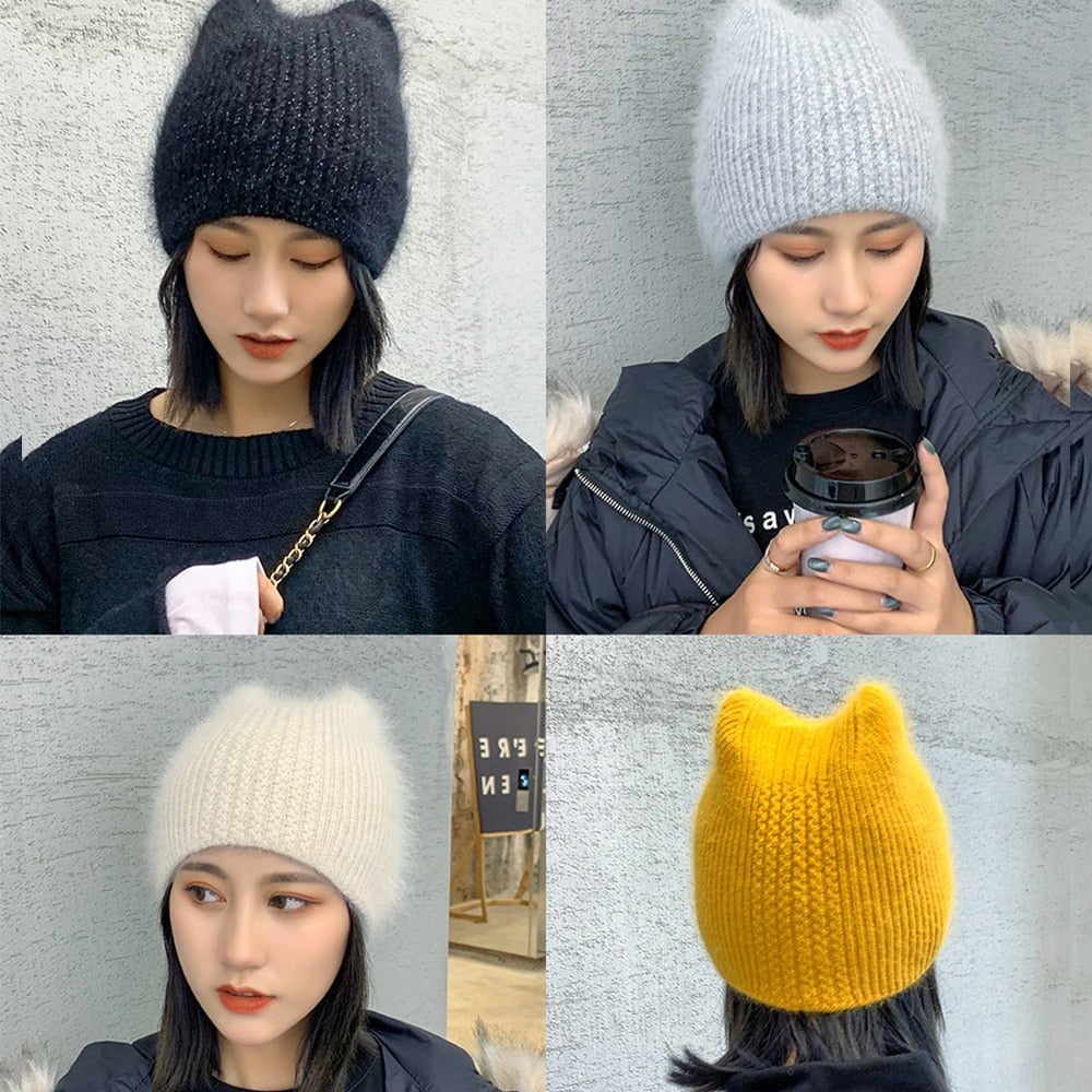 knit winter hats for ladies fur beanie