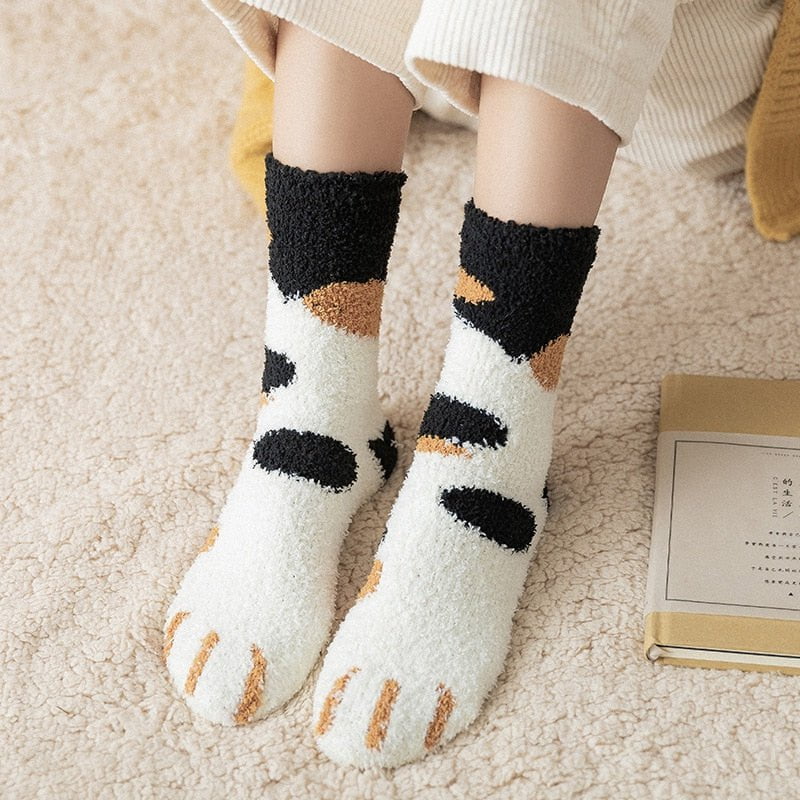 Winter socks with cat paws