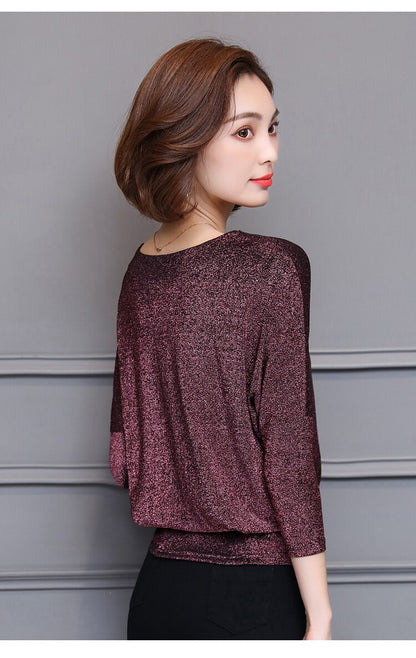 &OS Shiny Sequin Blouse with Long Sleeves