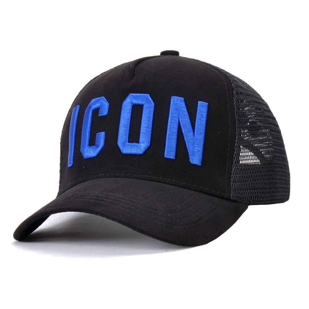 Black  Blue / Adjustable Icon Cotton Baseball Caps 14:771#Black  Blue;5:200001064