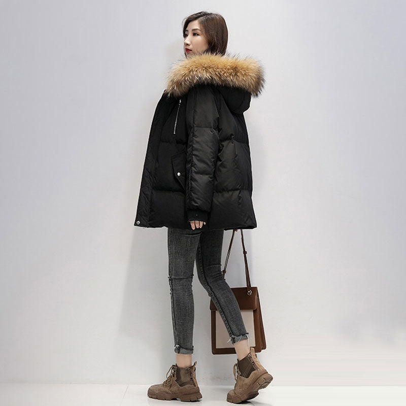 Forever hooded puffer jacket with faux fur hood