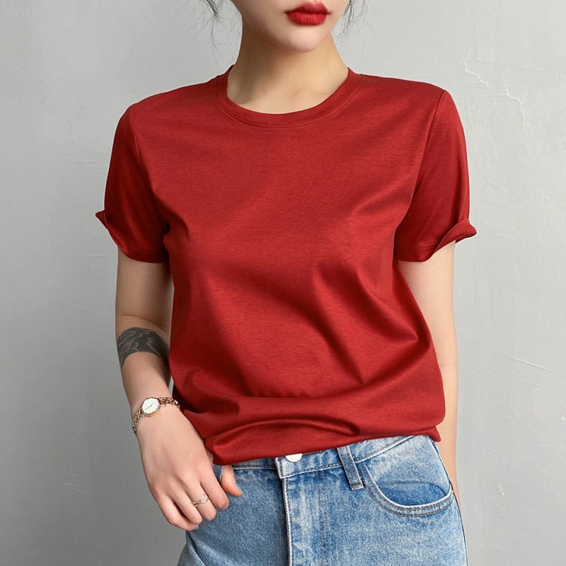 &OS round-neck, short-sleeved mulberry top