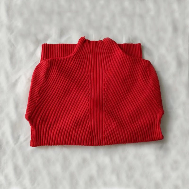 Red / One Size Turtleneck Sweater Ladies Knitted Sweater 14:6144#Red;5:200003528