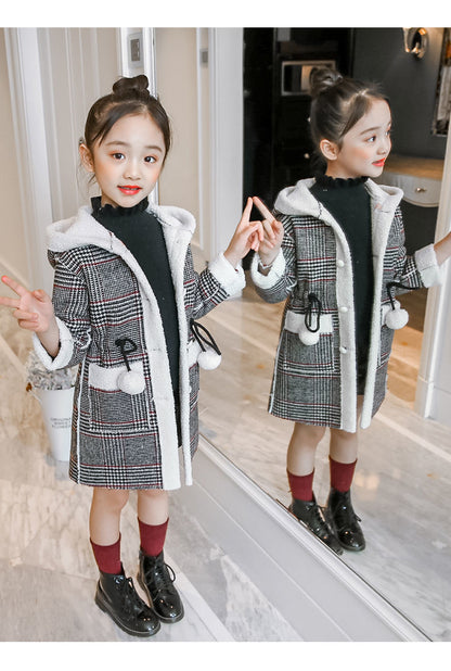 smart Girl/Kids wool mix coat with hood