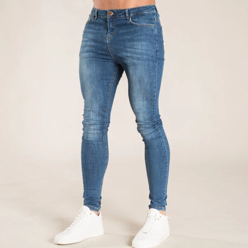 Faded blue skinny stretch jeans