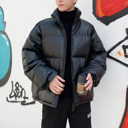 HIT-BSK oversized leather padded jacket