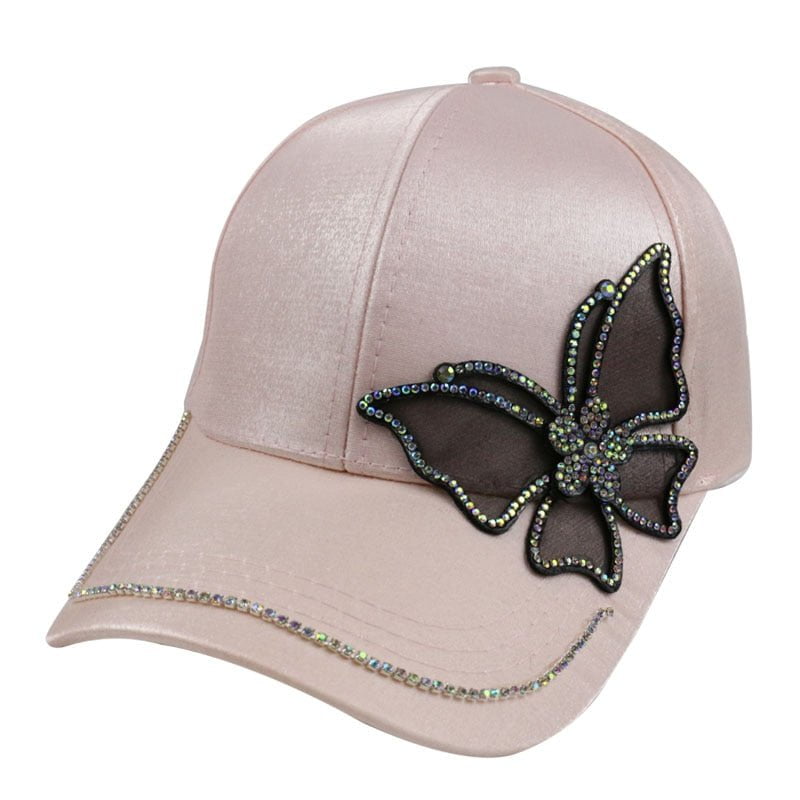 Pink Black Rhinestone Butterfly Baseball Cap 14:1052