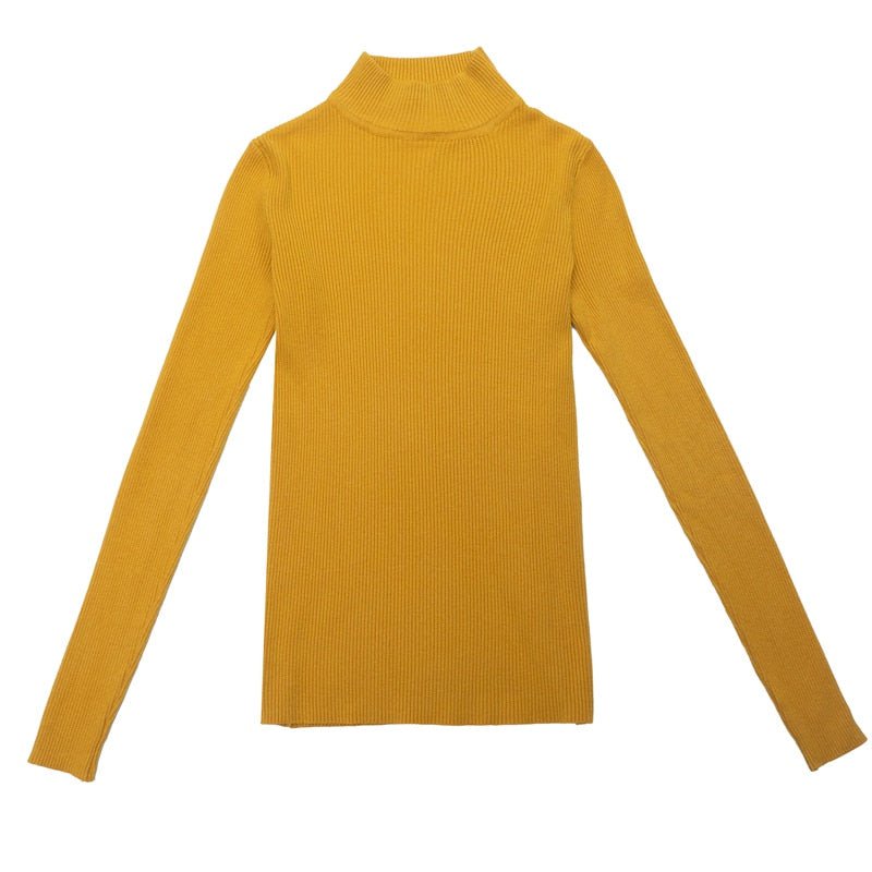 Yellow / S Womens turtleneck sweaters Long Sleeve Slim 14:175#Yellow;5:100014064