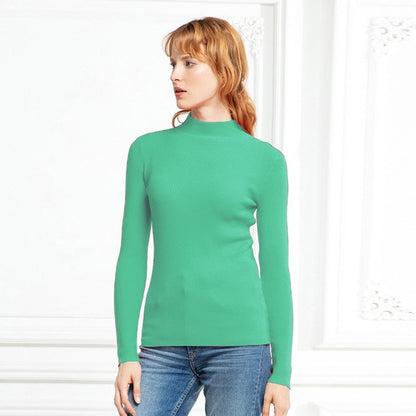 Apple Green / S Womens turtleneck sweaters Long Sleeve Slim 14:201800840#Apple Green;5:100014064